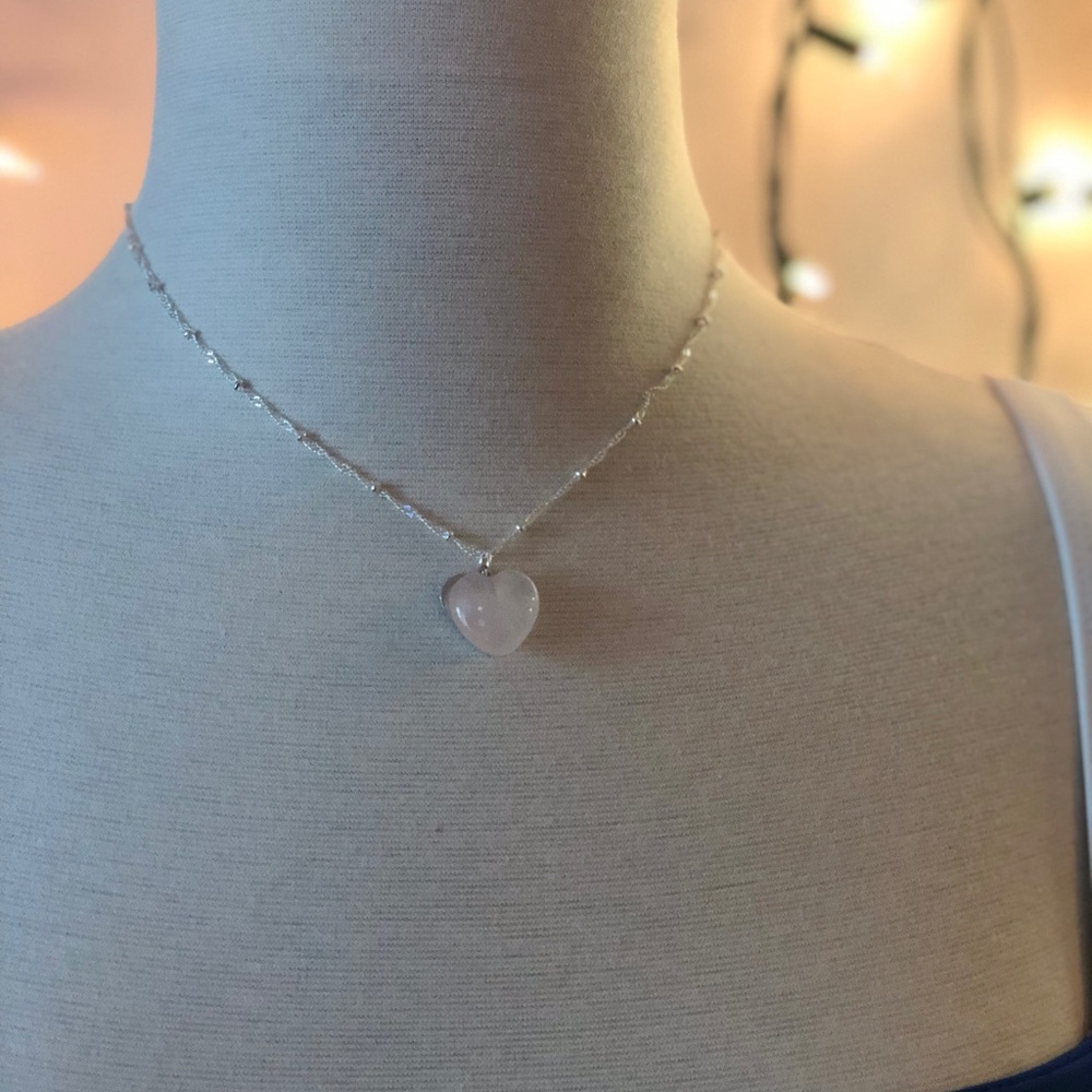 Pink stone heart necklace